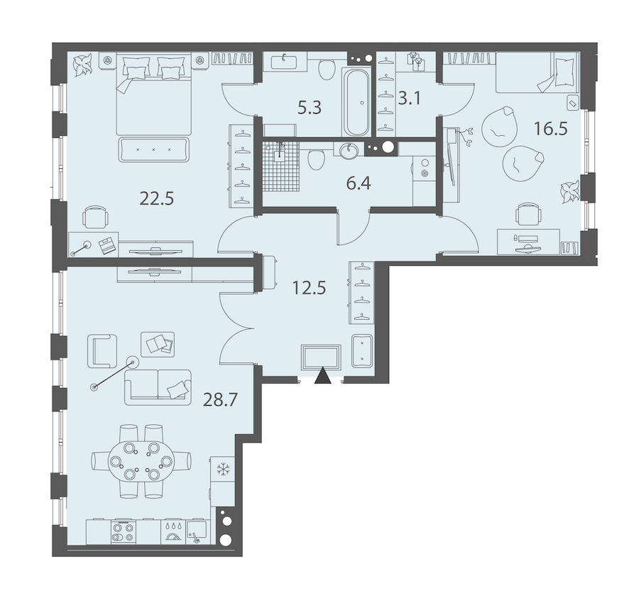 2-комнатная квартира 95 м², 8/10 эт., ЖК «DOMINO Premium»